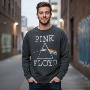 Pink Floyd Sweater Men's XXL Rock Band Dark Side Of The Moon Raglan Graphic Gray